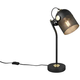TRIO Leuchten LED Schreibtischlampe, Dimmfunktion, LED wechselbar, Warmweiß, große Tischlampe im Industrial Design, Leuchtenkopf schwenkbar H: 45cm schwarz