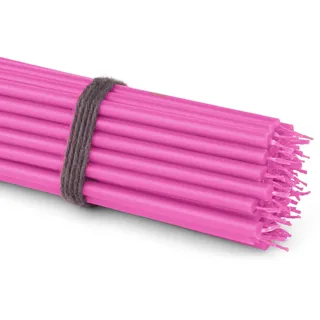 NKlaus 50 rosa dünne Stabkerzen, 16 cm, aus Paraffin | Rußfrei und tropffrei mit langer Brenndauer; für Feier, Deko und Taufe