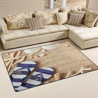 Use7 Strand Meer Strand Sand Slip Seestern Muschel Teppich Teppiche rutschfeste Bodenmatte Fußmatten 100 x 150 cm für Wohnzimmer Schlafzimmer