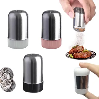 Salzstreuer Klein, 3 Stück Mini Salzstreuer Mini Gewürzstreuer mit Deckel Salz und Pfefferstreuer Klein 20ml Mini 3alzstreuer für Unterwegs Edelstahl Gewürzstreuer Camping für Bento Box Büro Camping