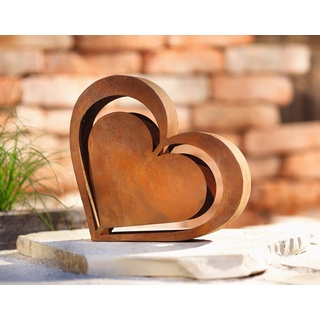 Deko-Herz aus Metall in Rost Optik, 23x21 cm, für Innen & Aussen, Gartendeko, Hochzeitsdeko