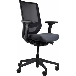 TREND OFFICE to-sync pro, ergonomischer Bürostuhl, mit Armlehnen, modernes Design, Homeoffice, umweltzertifiziert, by Dauphin (Schwarz/Grau, Netz-Rückenlehne)