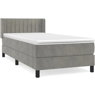 vidaXL Boxspringbett mit Matratze Hellgrau 100x200 cm Samt