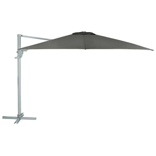 Dehner Sonnenschirm »Zypern, 264 x 300 x 300 cm, Aluminium/Polyester«, Um 360° schwenk- & kippbarer Ampelschirm mit UV 80+ inklusive Kurbel grau