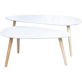 2x Couchtisch Beistelltisch Tisch Retro Ecktisch Kaffeetisch Satztisch Holz weiß