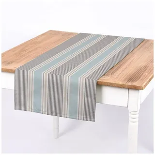 SCHÖNER LEBEN. Tischläufer SCHÖNER LEBEN. Tischläufer STUDIO G Streifen Mineral blau grau, handmade blau|grau
