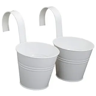 Siena Garden Balkonkasten mit Halter Ø 16 x 14,5 cm weiß 2 St.