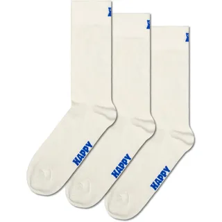 Happy Socks Classic Crew Socken für Damen und Herren – Einfarbig Weiß – 3er-Pack Größe 41–46 - 41-46