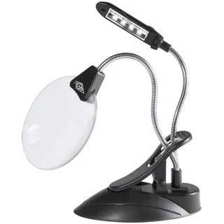 Wedo Tischlupe mit LED Vergrößerung 2+4fach schwarz
