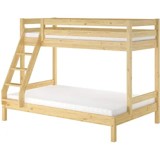 Erst-Holz®Doppel Etagenbett 80 x 200 cm und 120 x 200 cm für Erwachsene KieferRollrost und Matratze inkl.
