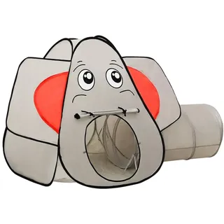 vidaXL Spielzelt in Elefanten-Form Bällebad Kinderzelt Babyzelt Spielhaus Zelt mit Tunnel Tragetasche für Indoor Outdoor Grau 174x86x101cm