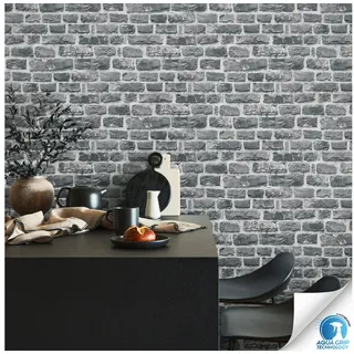 living walls Vliestapete DesignDrop vorgeleimte Tapete Stein Mustertapete Grau Schwarz, strukturiert, matt, (1 St), Vliestapete vorgekleistert 3D-Optik für Schlafzimmer Wohnzimmer Küche grau|schwarz