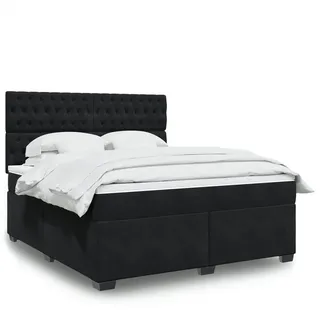 vidaXL Boxspringbett mit Matratze Schwarz 180x200 cm Samt