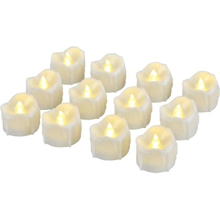 eLander LED-Kerzen, flammenlose-Teelichter, mit Timer, automatischer Modus: 6 Stunden an und 18 Stunden aus, 3,2 x 3,6 cm, 12 Stück, warmweiß