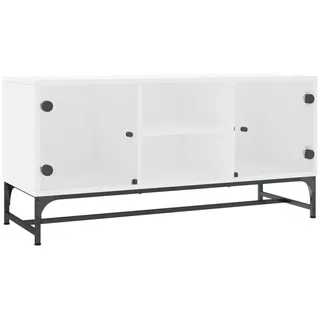 vidaXL TV-Schrank mit Glastüren 102x37x50 cm Weiß Holz/Glas/Stahl