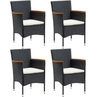 vidaXL Gartenstuhl Gartensessel 55 x 58 x 84 cm schwarz/cremeweiß 4 St.