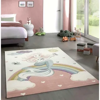 Kinderteppich Spielteppich Babyteppich Meerjungfrau Prinzessin pastell rosa