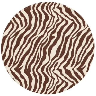 OnlyWow Badematte Zebra - Muster - Schwarz - Weiß, Höhe 10 mm, Polyester, Rund, Badezimmerteppich, Badteppich, Rutschfest, Badvorleger, Waschbar schwarz Rund | 70 cm x 70 cm x 10 mm