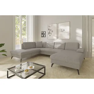 Wohnlandschaft SIT & MORE "Morris Jubi U-Form, B: 300 cm, Armteilverstellung", beige (nature), B:300cm H:83cm T:202cm, 100% Polyester, Sofas, Wohnlandschaft, optional mit Bettfunktion, 1 Zierkissen, komfortable Sitzhöhe 44 cm