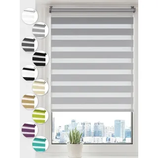 Doppelrollo Klemmfix ohne Bohren Rollos für Fenster und Tür Seitenzugrollo, Sonello, blickdicht, ohne Bohren, freihängend, Klemmfix, 100cm x 130cm Grau Duo Rollo, Lichtschutz, Jalousie mit Klemmträger grau 100 cm x 130 cm
