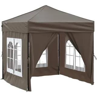 vidaXL Partyzelt Faltbar mit Seitenwänden Taupe 2 x 2 m 