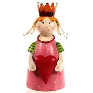 Matteo Zaunhocker Prinzessin mit Herz Dekofigur aus Blech 23 cm rosa Figur Metall Garten Deko Garten Balkon