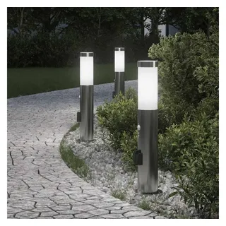 vidaXL Solarleuchte Edelstahl 50 cm 3er Set spritzwassergeschützt IP44 grau/silber