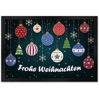 trendaffe - Frohe Weihnachten Fußmatte XL mit Christbaumkugeln Motiv