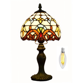 Kinbolas 8 "Tischlampe Tiffany-Stil Buntglas Lampenschirme Vintage Schreibtischlampe Kleine Nachttischlampe Schlafzimmer Wohnzimmer Büro Lesen Antik Art Deco(Color:A-7)