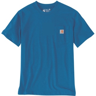 Carhartt, Herren, K87 Lockeres, schweres, kurzärmliges T-Shirt mit Tasche, Meeresblau meliert, S
