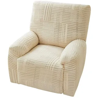 Refttenw Relaxsesselhusse Stretch Sesselbezug 1 Sitz Sesselhusse Jacquard Liegestuhlbezug, Elastisch Waschbar Relaxsofabezüge für Wohnzimmer beige