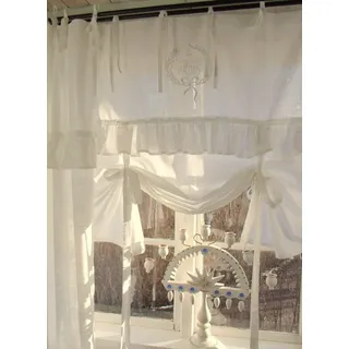 LillaBelle Raff Gardine Lara Offwhite 160x120 cm Volant Bestickt Volant