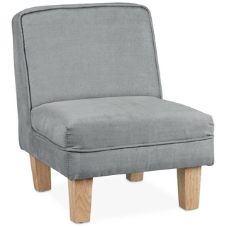 relaxdays Sessel Kindersessel mit Holzfüßen, Grau braun|grau