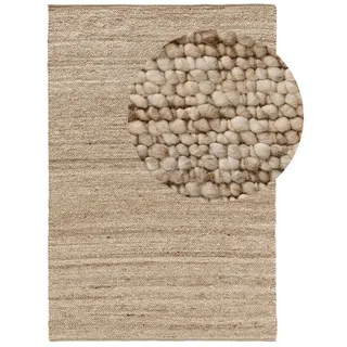 benuta Wollteppich Finn, rechteckig, Höhe: 11 mm, Kunstfaser, Berber, Ethno-Style, Wohnzimmer beige|weiß Ø 0 cm x 100 cm x 150 cm x 11 mm