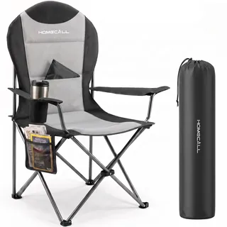 HOMECALL Campingstuhl Hochlehner Grau/Schwarz
