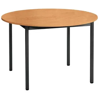 Sodematub Mehrzwecktisch buche, schwarz rund, Vierkantrohr schwarz, 110,0 x 110,0 x 74,0 cm