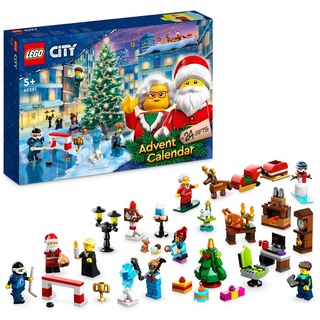 LEGO 60381 City Adventskalender 2023, Weihnachtskalender mit 24 Geschenken inkl. Weihnachtsmann- und Rentier-Figuren plus Winterwunderland-Spielmat...