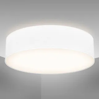 B.K.Licht - Deckenlampe mit Lampenschirm aus Stoff, E27 Fassung, max. 40 Watt, Deckenleuchte, Lampe, Wohnzimmerlampe, Schlafzimmerlampe, Küchenlampe, Deckenbeleuchtung, 38x10 cm, Weiß