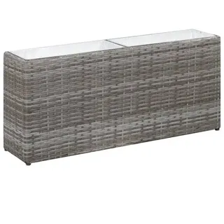 Garten-Hochbeet mit 2 Töpfen 90 x 20 x 40 cm Poly Rattan Grau