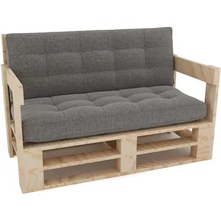Lermowood Palettenmöbel Mpe Sofa 120 x 60 cm Natur | Europaletten Indoor und Outdoor Lounge Gartenmöbel Holz Gartenmöbel Set Lounge Möbel Terrasse Balkon Loft Stil Paletten