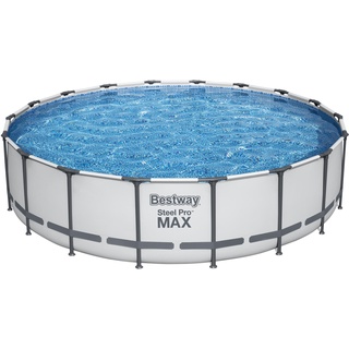 Steel Pro MAX Bestway Frame Pool Komplett-Set mit Filterpumpe Ø 549 x 122 cm, lichtgrau, rund