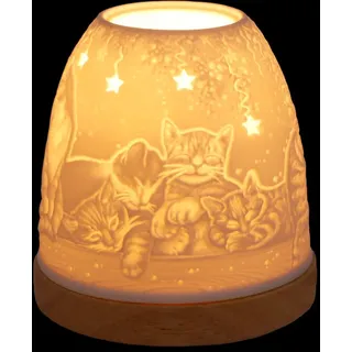 Hellmann Versand Mini-Iglu - Nr. 431 Katzen durchbr. - Kerzenhalter - Weiß - Porzellan - Glänzend - 10 cm (Höhe/Breite/Durchmesser) - Für Feierliche Anlässe