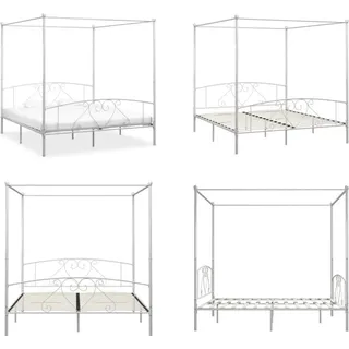 vidaXL Himmelbett Gestell Weiß Metall 180 x 200 cm - Bettgestell - Bettgestelle - Bettrahmen - Doppelbett - Weiß