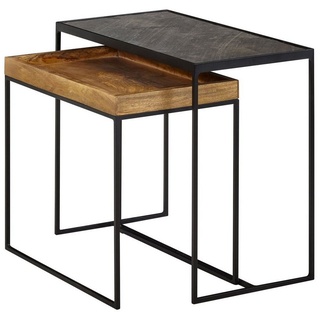Wohnling Beistelltisch WL6.636, anthrazit / Mango 2er Set