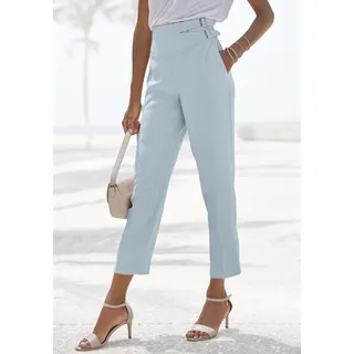 7/8-Hose LASCANA Gr. 36, N-Gr, blau (hellblau) Damen Hosen Strandhosen mit Zierschnallen am Bund, elegante Stoffhose, Business-Look