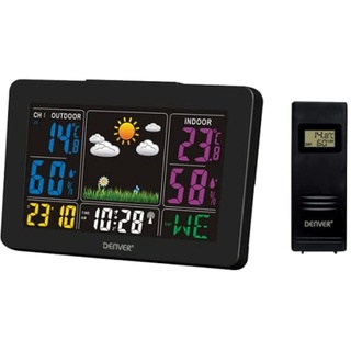 Denver Wetterstation 'WS-540' mit Außensensor, Alarmfunktion und Farbdisplay, sowie Messung von Temperatur und Luftfeuchtigkeit, schwarz