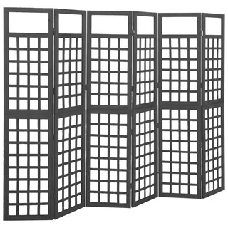 vidaXL Spalier/Paravent 6-teilig Massivholz Tanne Schwarz 242,5x180 cm