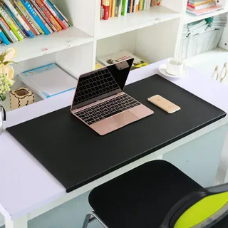 Tischunterlage mit Kantenschutz, Desk Pad, Weiches Unterlage, Multifunktionales Office Mauspad,Wasserdichte Schreibtischunterlage aus PU-Leder, Schreibtischunterlage,Schwarz,80X40cm
