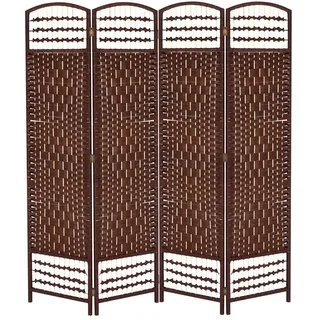 Zoternen Raumteiler,paravent raumteiler 4 Panel Portable Folding Raumteiler natürlichen Bambus (Kaffee, Creme)(Marron)