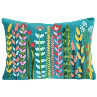 Casa Moro Dekokissen Boho Samtkissen Santa 48x30 cm mit Füllung rechteckig bunt, Boho Chic Sofakissen Couchkissen, bestickt blau